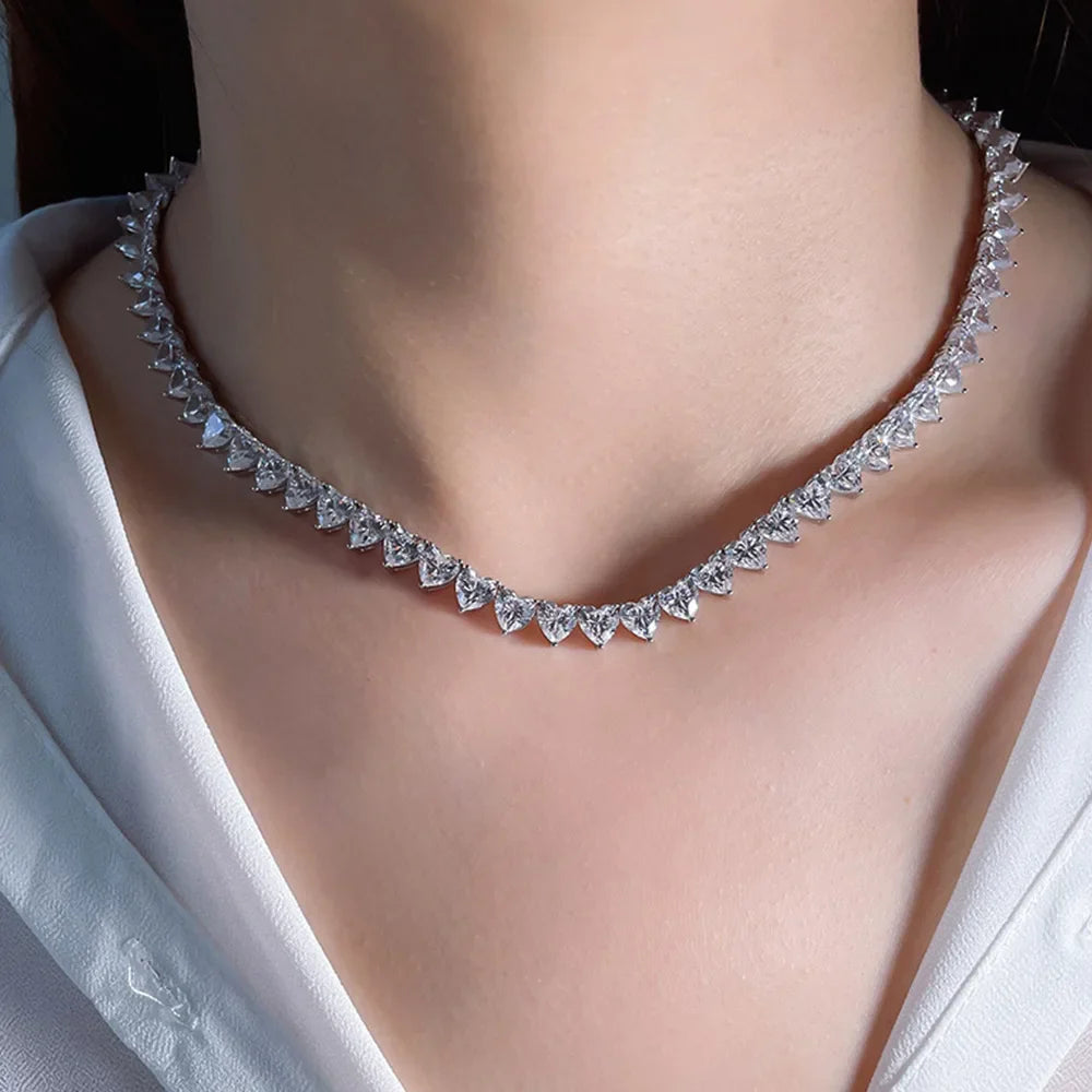 Heart Cut Tennis Necklace