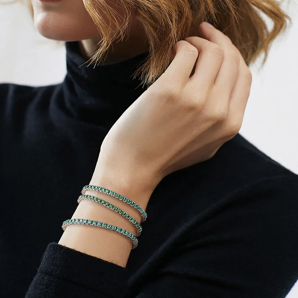 Green Jade Moissanite Tennis Bracelet | 3mm