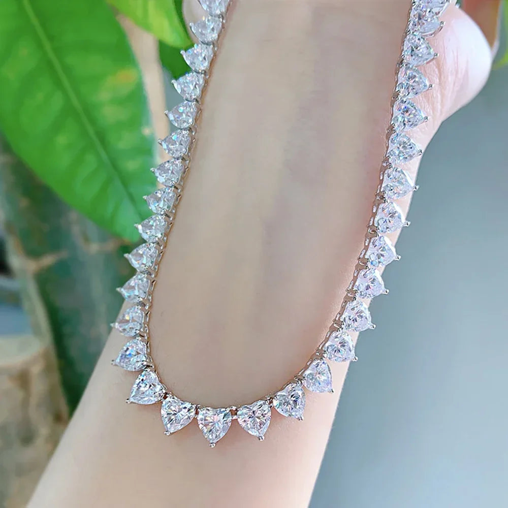 Heart Cut Tennis Necklace