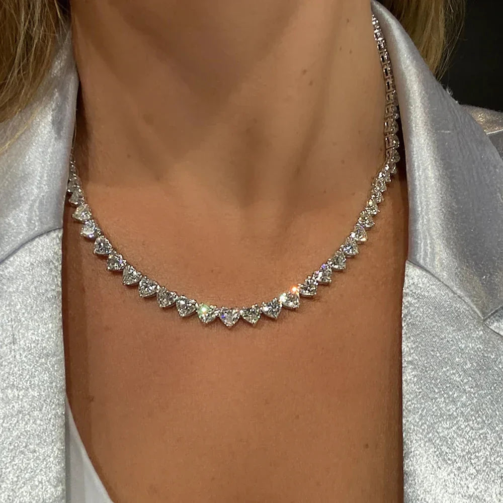 Heart Cut Tennis Necklace