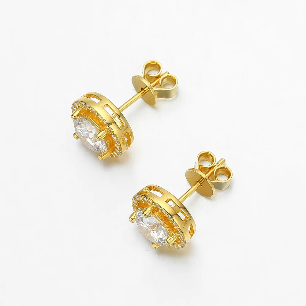 Moissanite Stud Earrings 14K Gold PVD