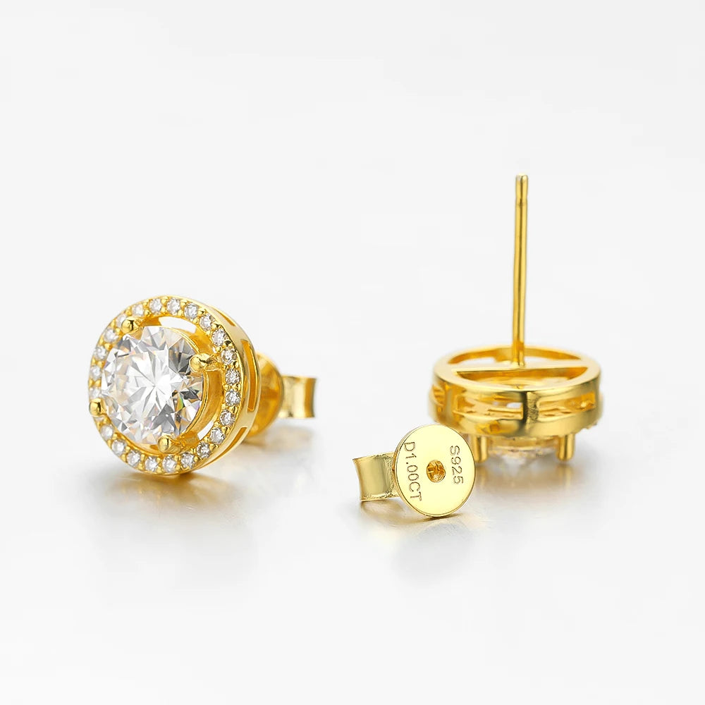 Moissanite Stud Earrings 14K Gold PVD