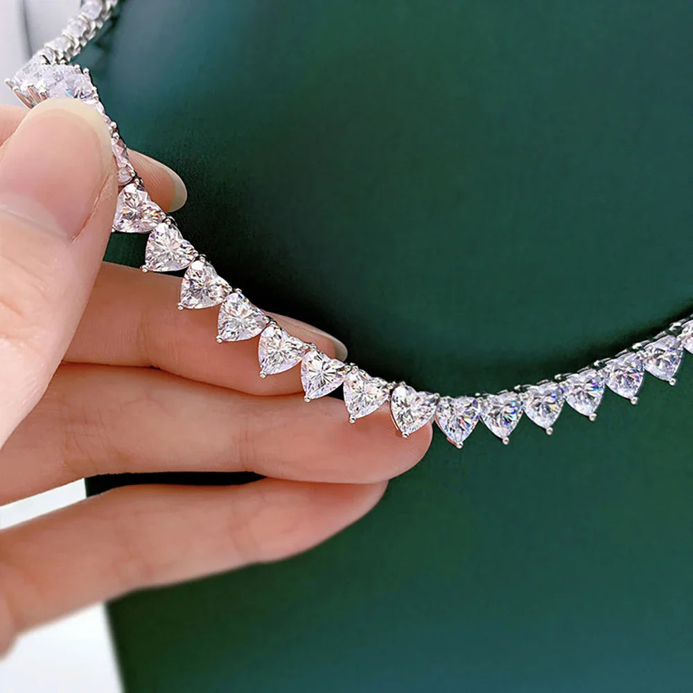 Heart Cut Tennis Necklace