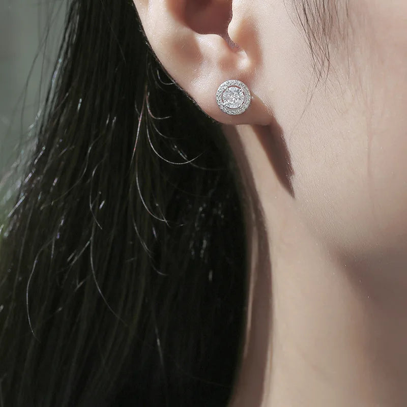 Moissanite Stud Earrings 14K Gold PVD