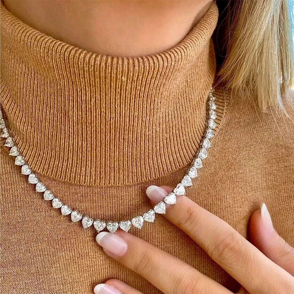 Heart Cut Tennis Necklace