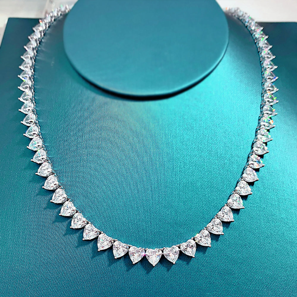 Heart Cut Tennis Necklace