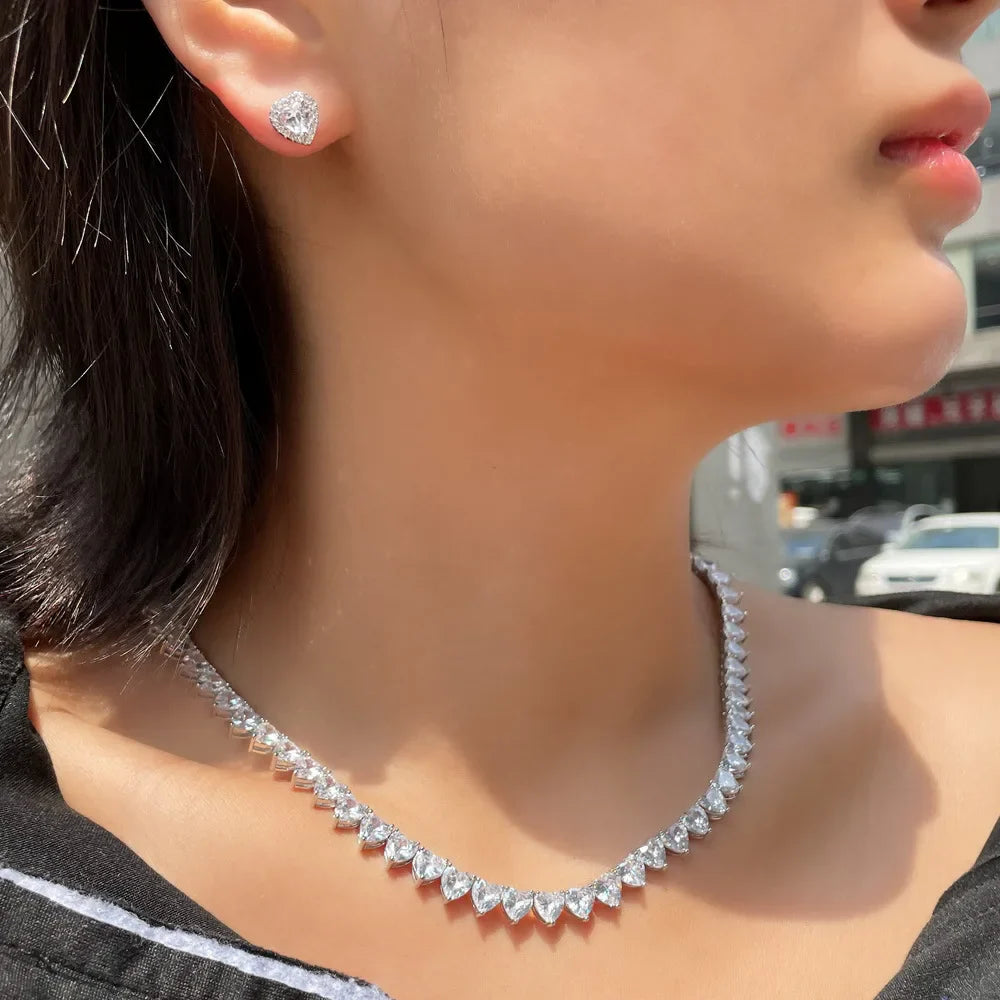 Heart Cut Tennis Necklace