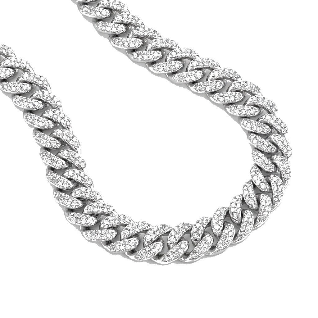 Cuban link chain in white gold
