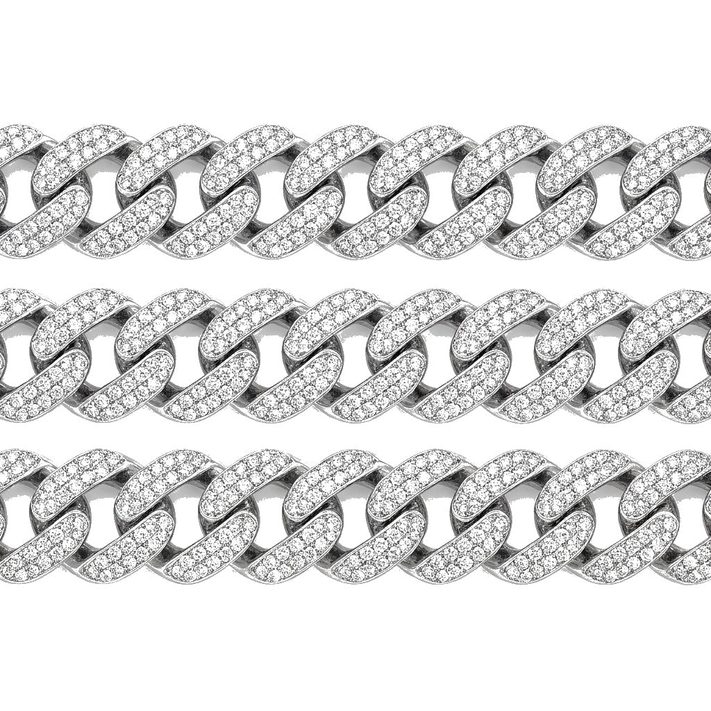 Cuban link chain stones close up