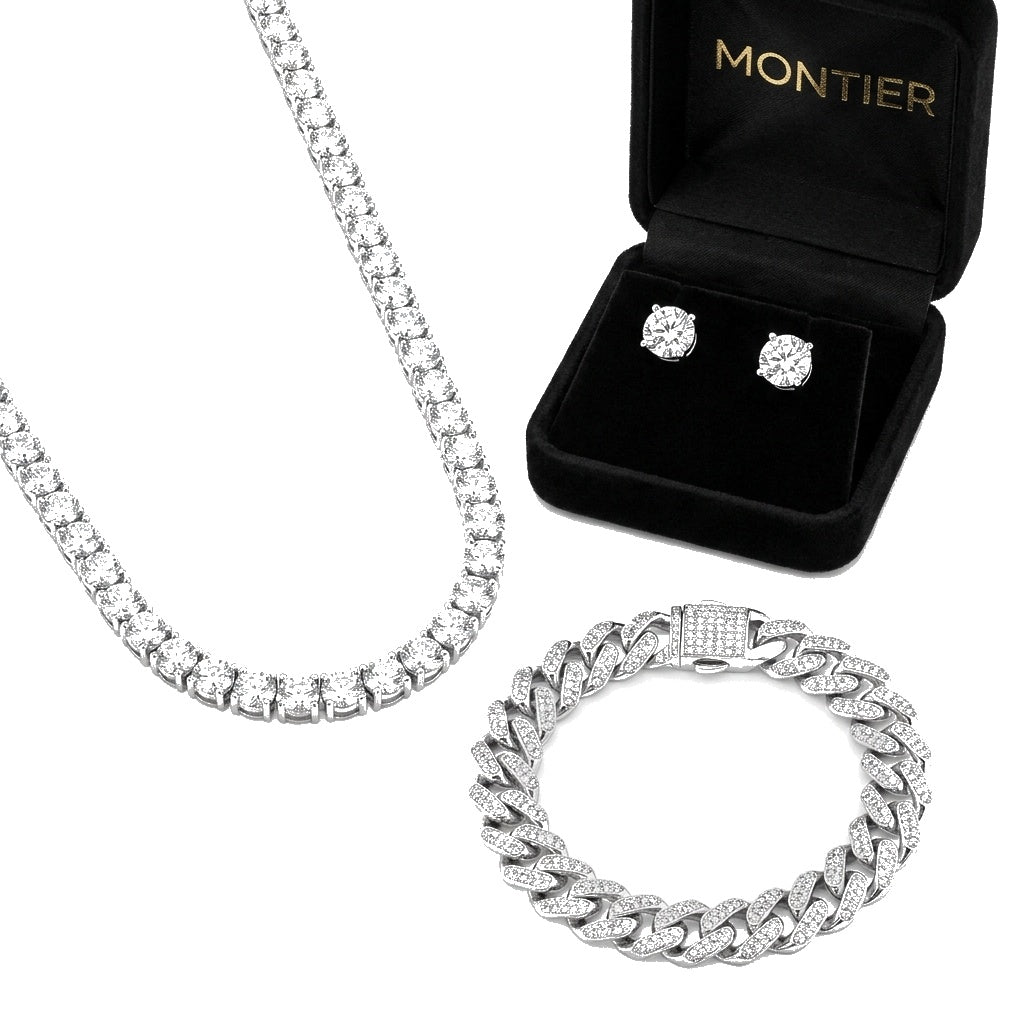 VVS Tennis Chain and Bracelet Bundle 14K Gold