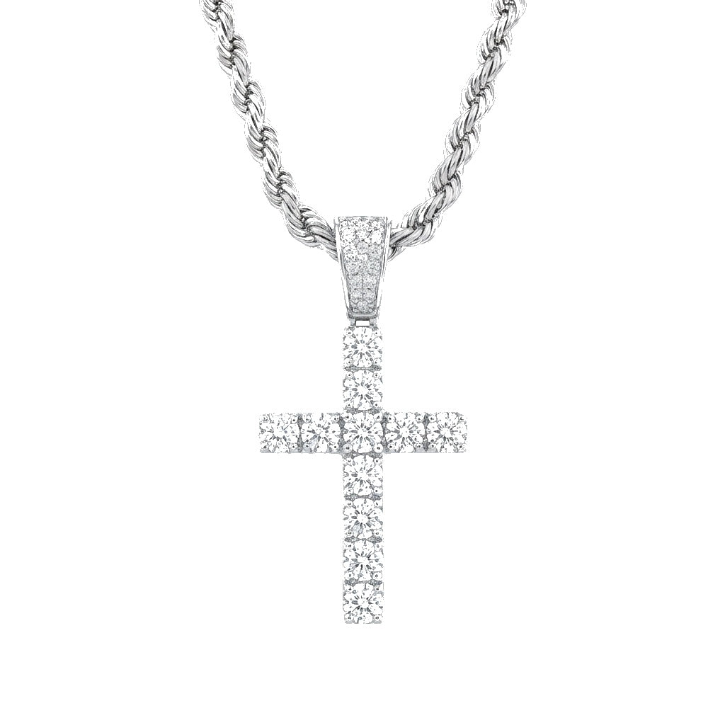 VVS Cross Pendant Chain 14K Gold