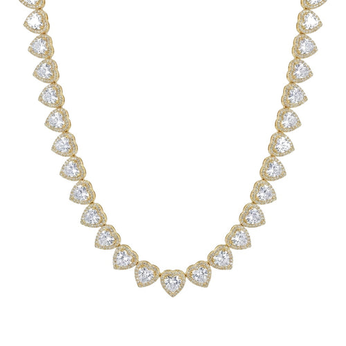 10mm Heart Tennis Chain Gold