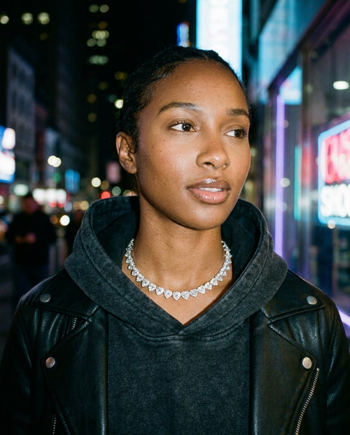 10mm Heart Tennis Chain - worn