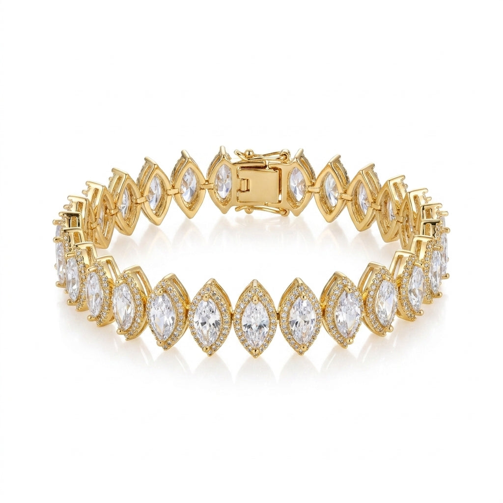 10mm Marquise Tennis Bracelet Gold