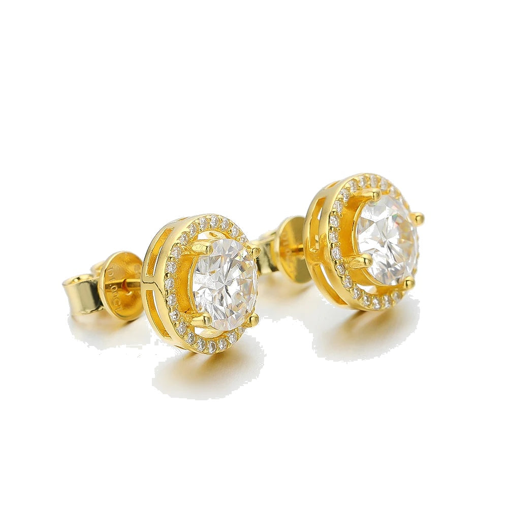 Moissanite Stud Earrings 14K Gold