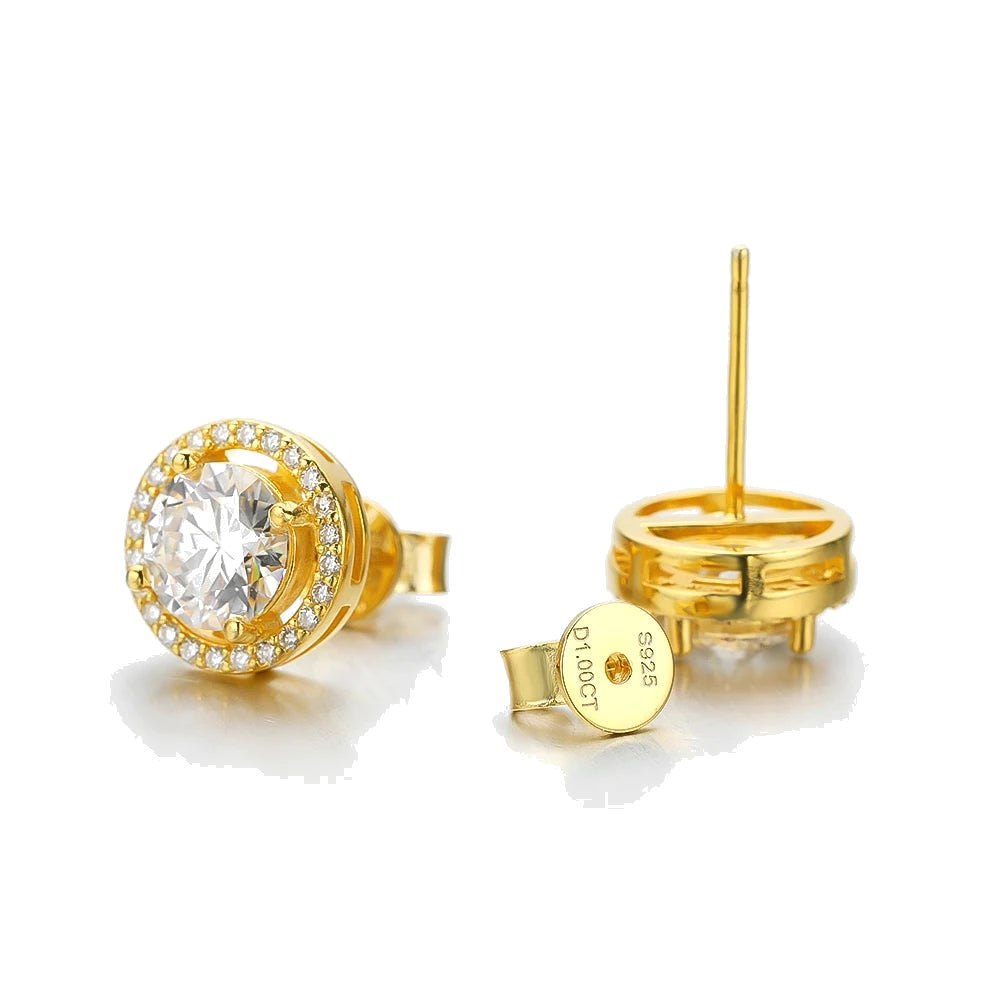 Moissanite Stud Earrings 14K Gold
