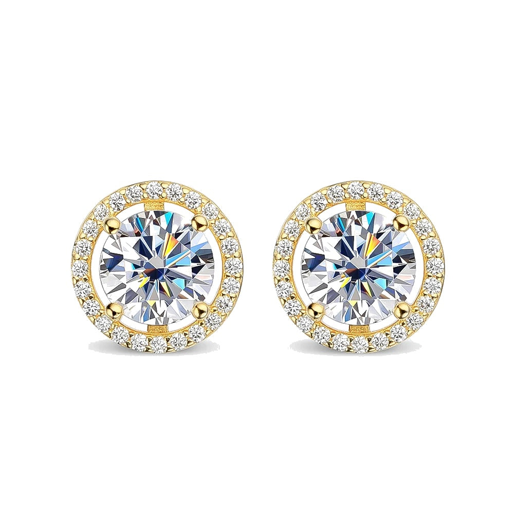 Moissanite Stud Earrings 14K Gold