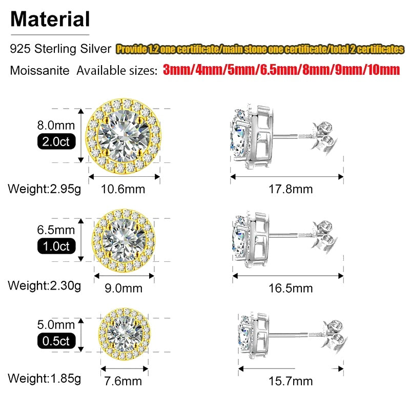 VVS Moissanite Royal Earrings (ALL SIZES)