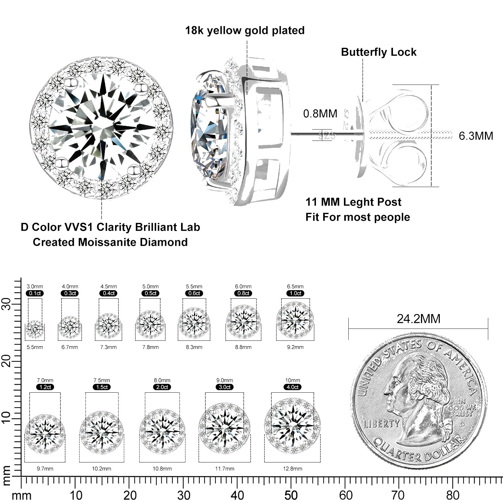 VVS Moissanite Royal Earrings (ALL SIZES)