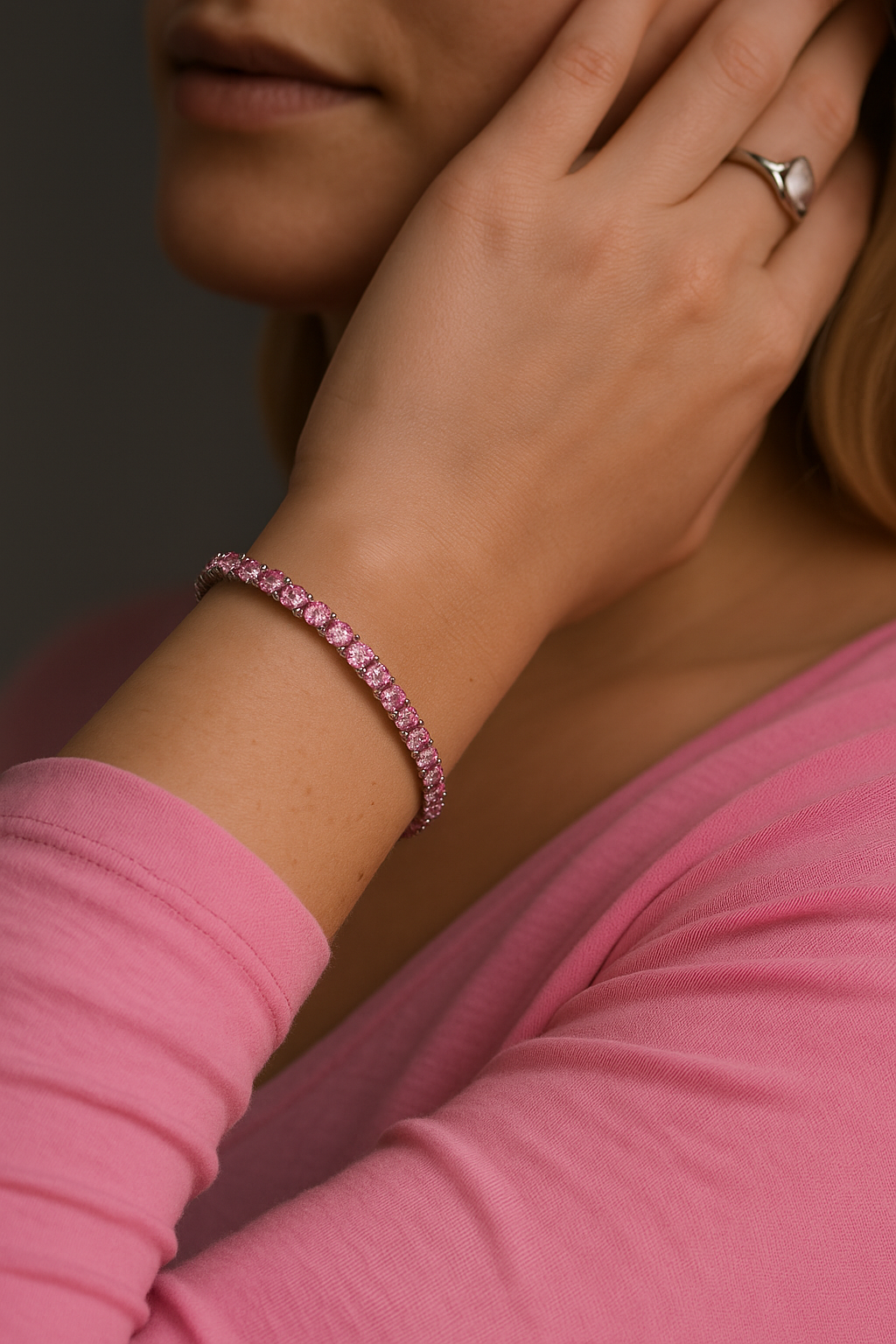 Pink Moissanite Tennis Bracelet | 3mm