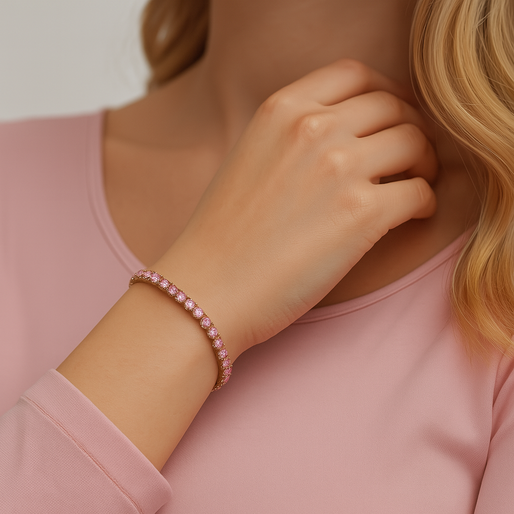 Pink Moissanite Tennis Bracelet | 3mm