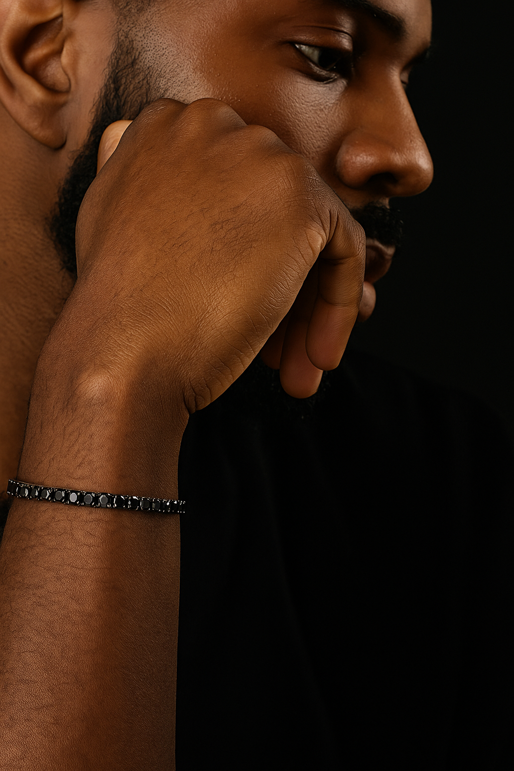 Black Moissanite Tennis Bracelet 14K Gold (All Sizes)