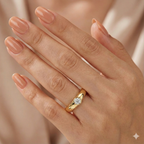 Aromi Gold Dome Moissanite Ring