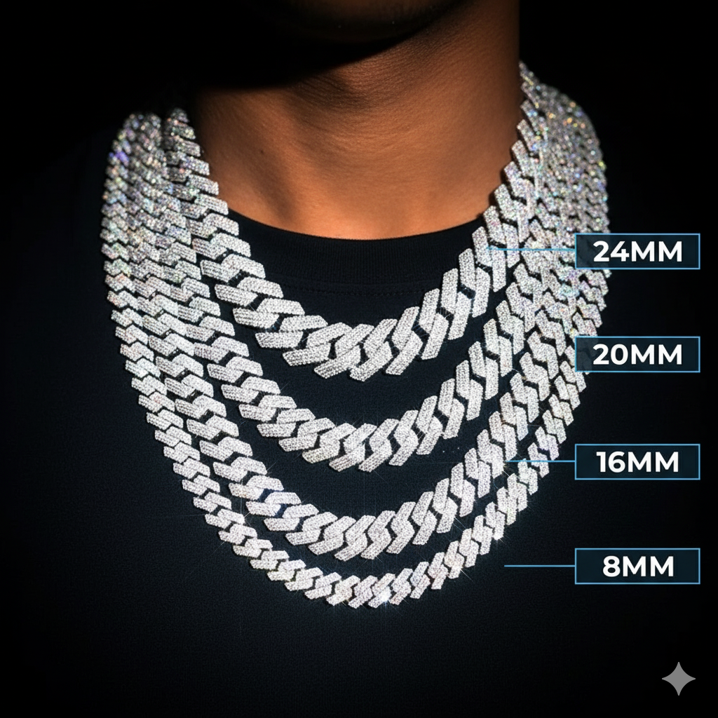 Moissanite Cuban Link Chain 14K Gold (BIG SIZES)