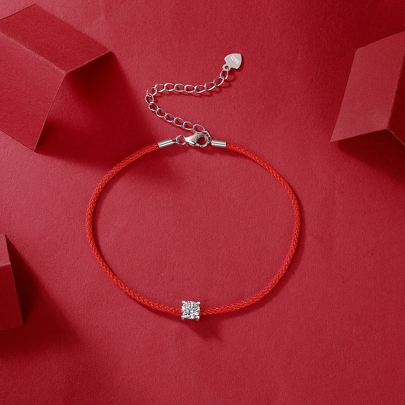 Red String Moissanite Bracelet