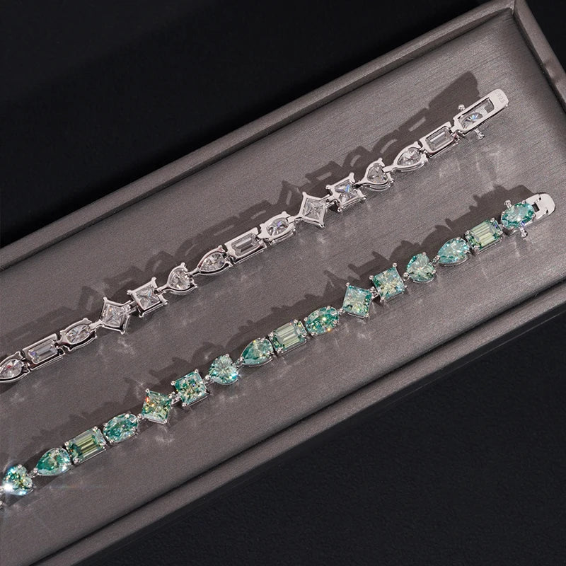 Mixed Cut Moissanite Tennis Bracelet