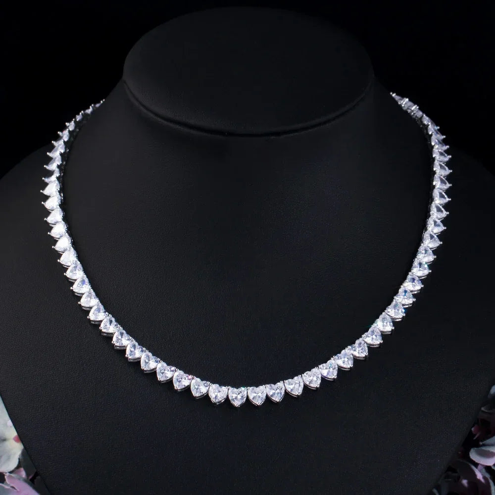 Heart Cut Tennis Necklace