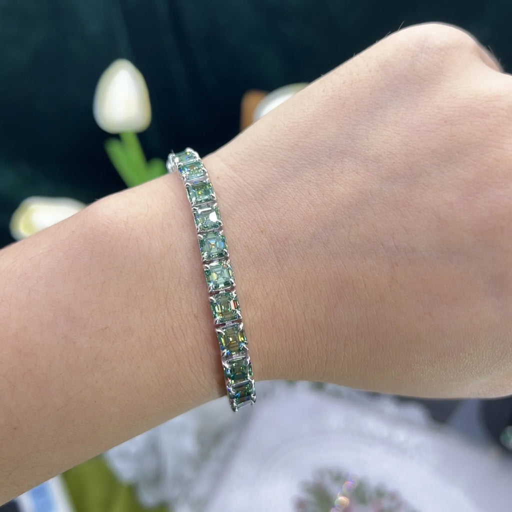 Emerald Princess Moissanite Tennis Bracelet
