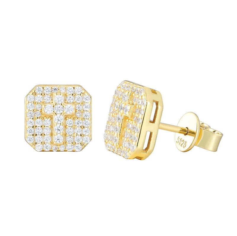Iced Out Cross Stud Earrings