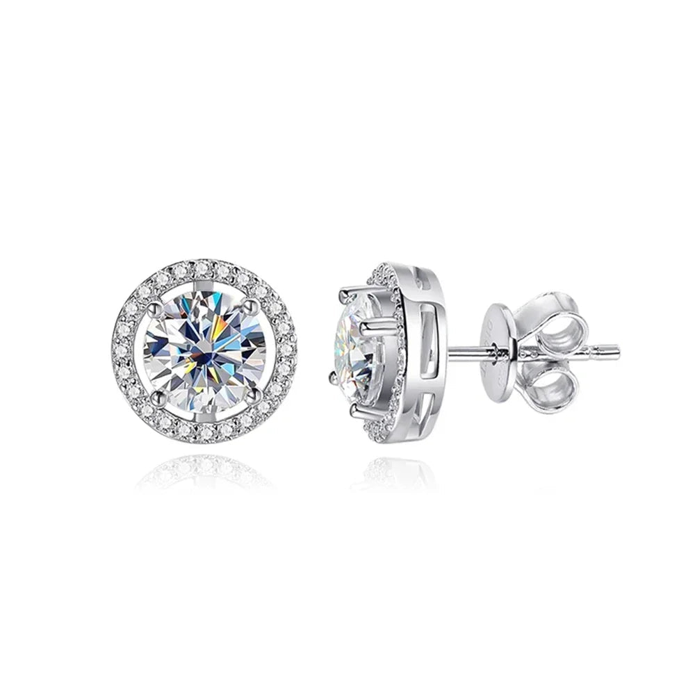 Moissanite Stud Earrings 14K Gold PVD