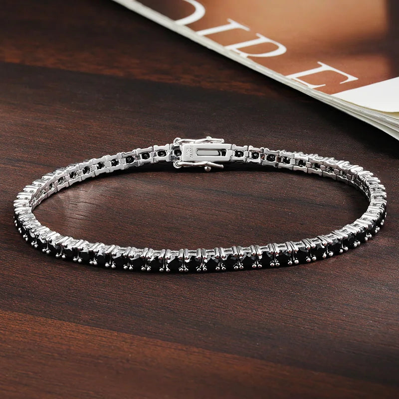 Black Moissanite Tennis Bracelet 14K Gold (All Sizes)