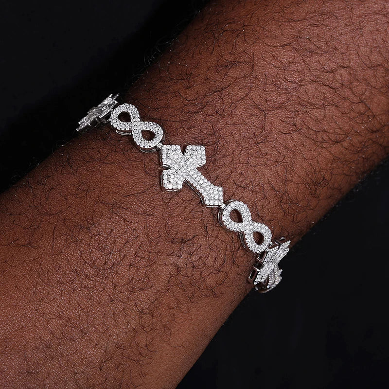Moissanite Iced Out Infinity Cross Cuban Bracelet