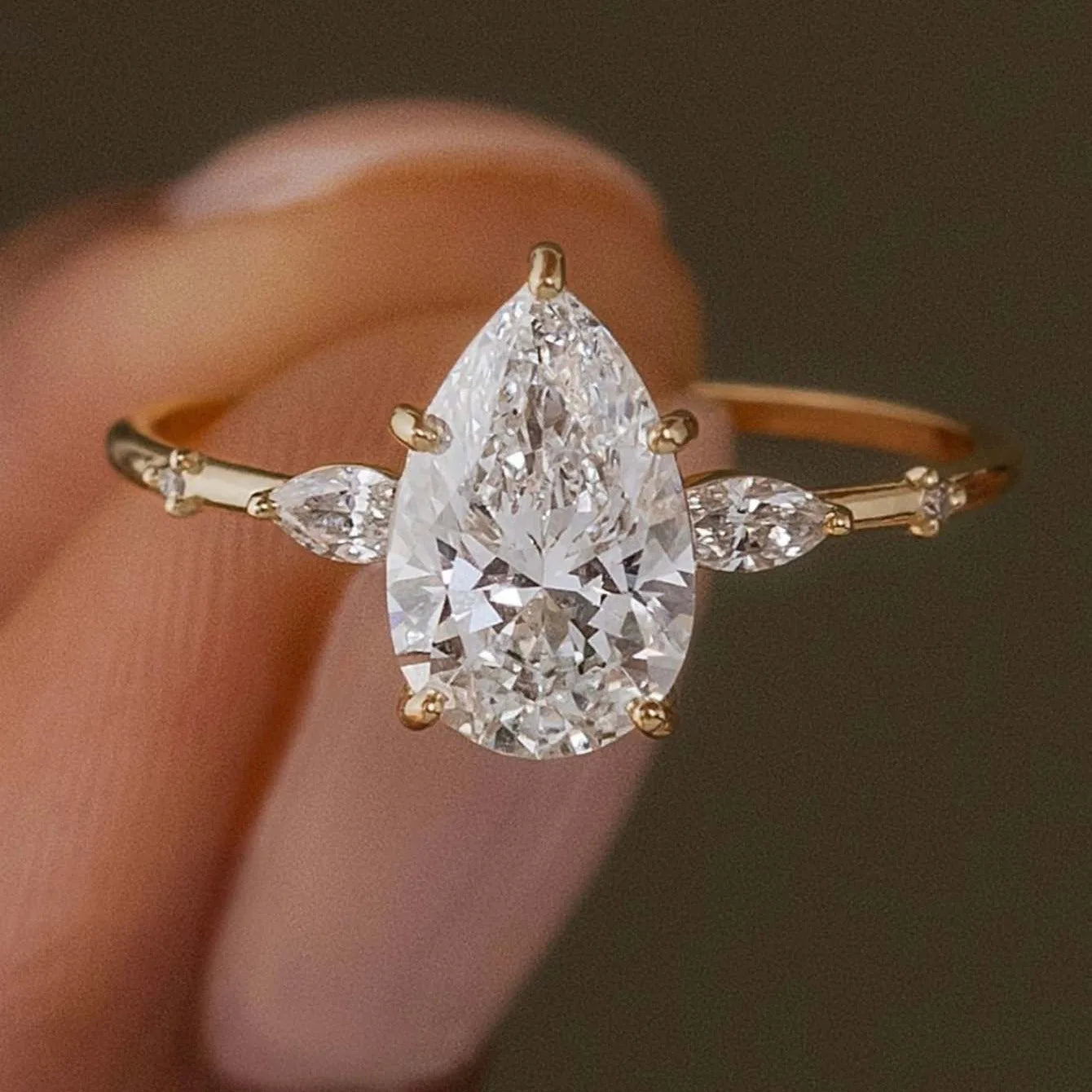 2ct Pear Ring
