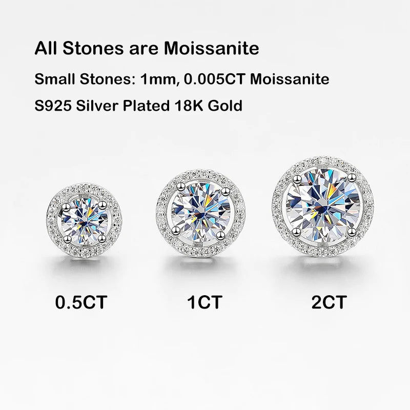 Moissanite Stud Earrings 14K Gold PVD