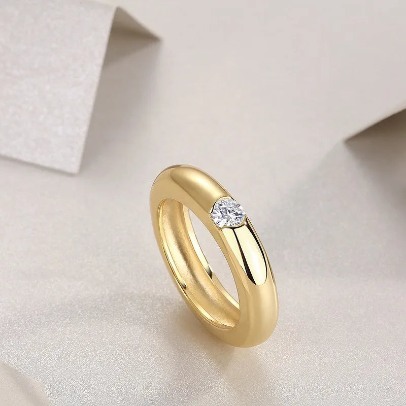 Aromi Gold Dome Moissanite Ring