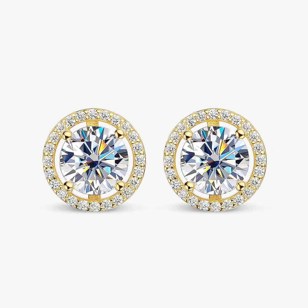 Moissanite Stud Earrings 14K Gold PVD