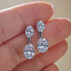 Dual Oval Moissanite Drop Earrings