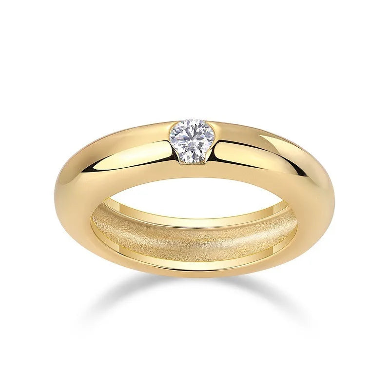 Aromi Gold Dome Moissanite Ring
