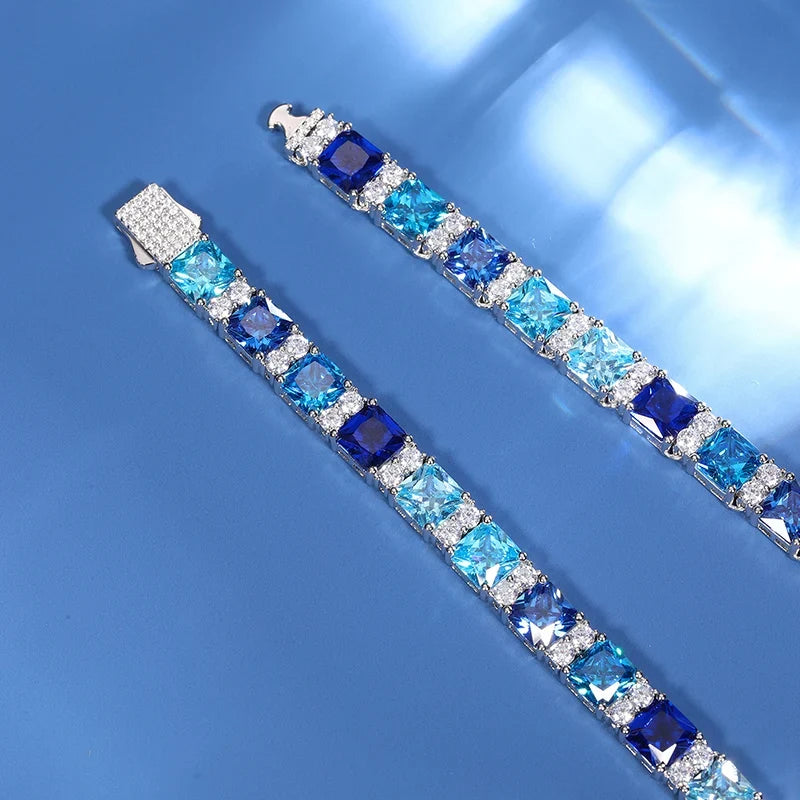 Blue Imperial Tennis Necklace | Moissanite - view 5