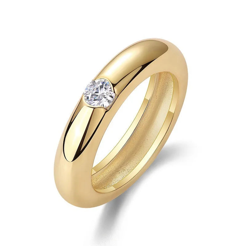 Aromi Gold Dome Moissanite Ring