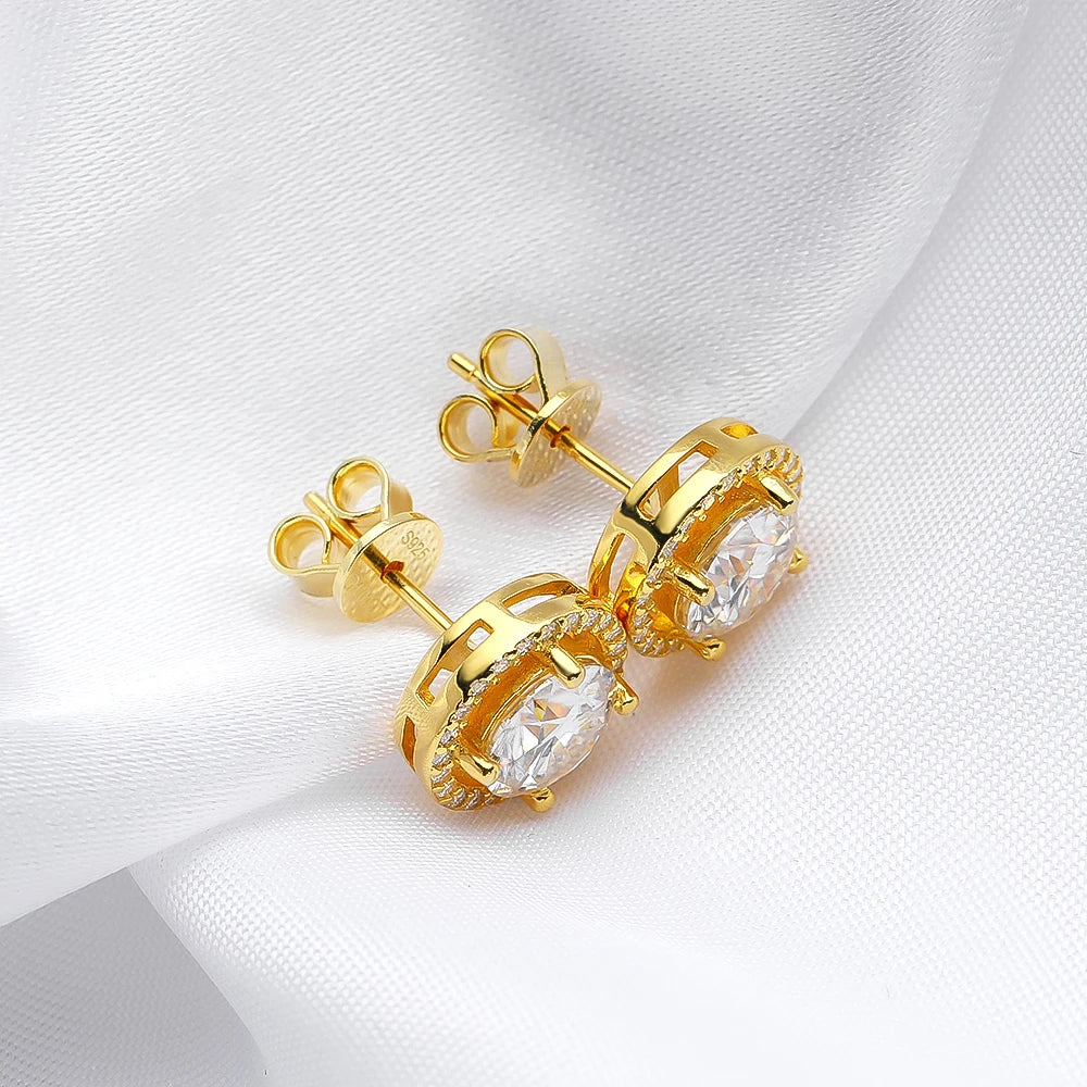 Los Angeles Stud Earrings - 14K Gold - MONTIÈR moissanite jewelry