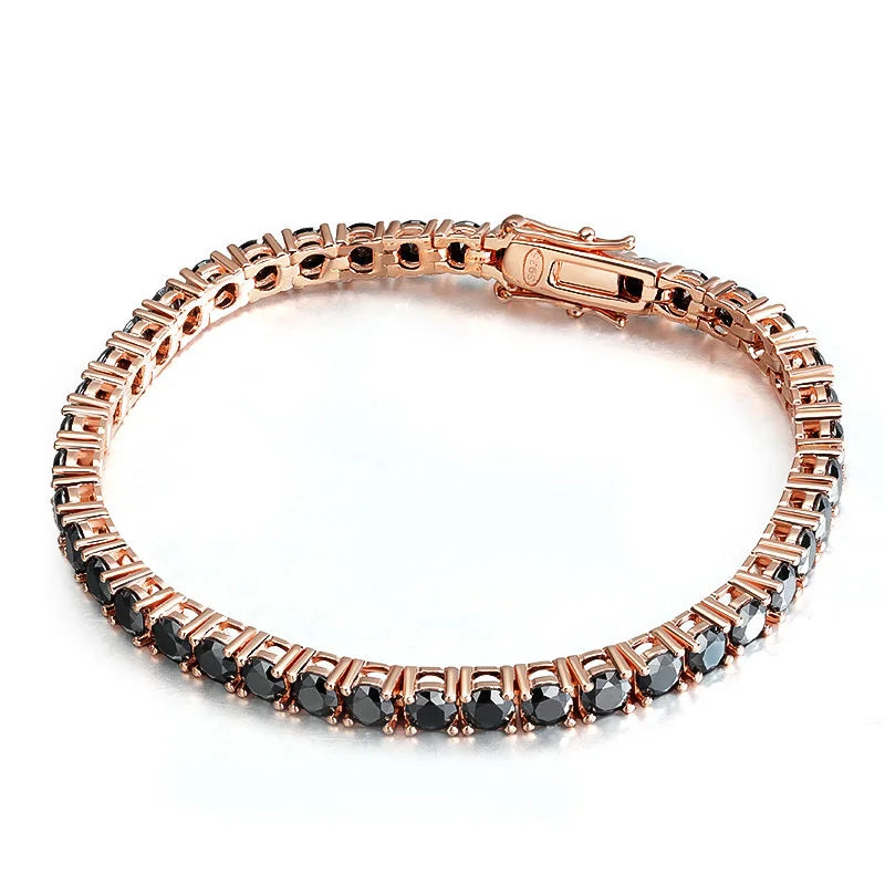 Black Moissanite Tennis Bracelet 14K Gold (All Sizes)