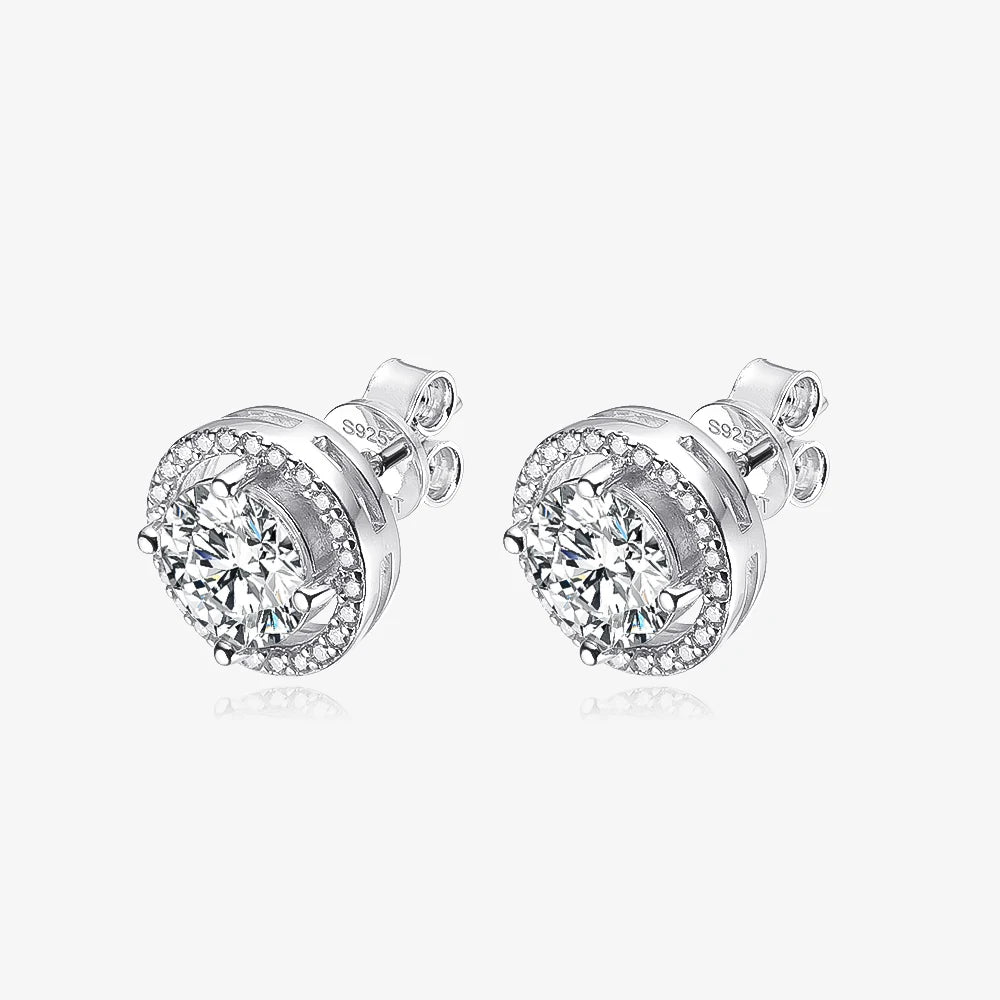 Moissanite Stud Earrings 14K Gold PVD