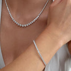 Moissanite Graduated Collar Necklace – 3 Prong Setting