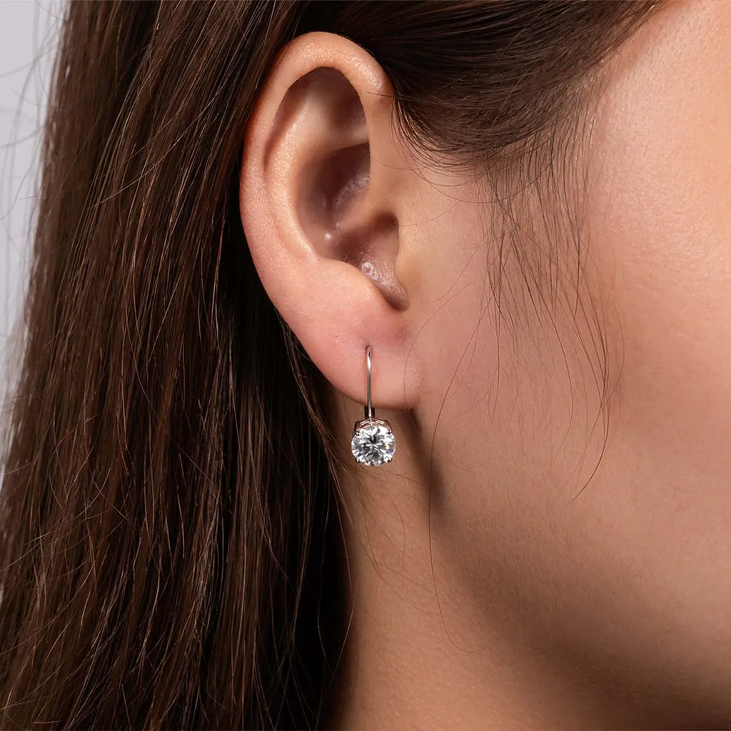 Classic Moon Moissanite Drop Earrings