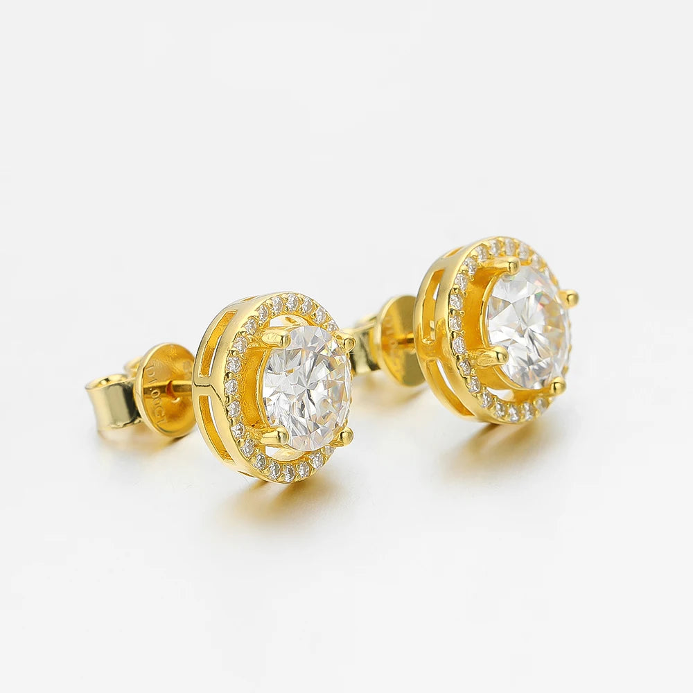Moissanite Stud Earrings 14K Gold PVD